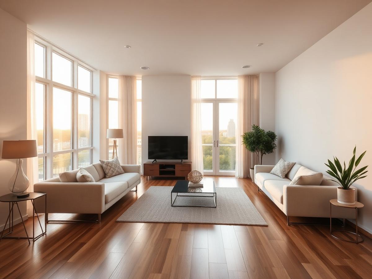 Bright, clean apartment living space